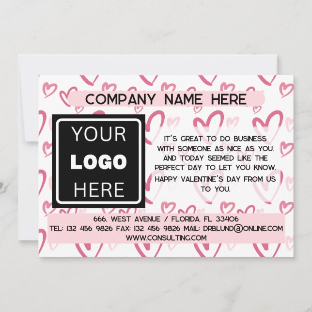 Tarjeta Festiva Logotipo comercial Valentine Customer and Clients (Anverso)