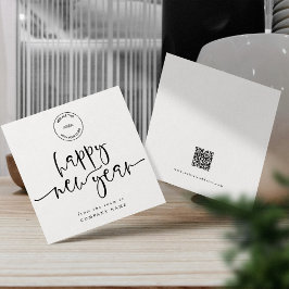 Tarjeta Festiva Logotipo corporativo Feliz Año Nuevo Código QR Bla