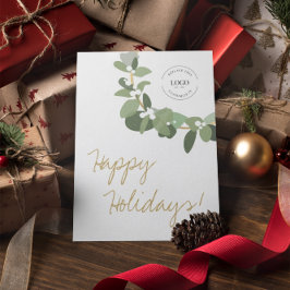 Tarjeta Festiva Logotipo de navidades Business Gold Black Wreath h