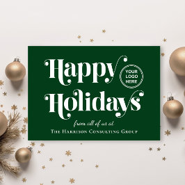 Tarjeta Festiva Logotipo de negocio Código QR Navidades verdes