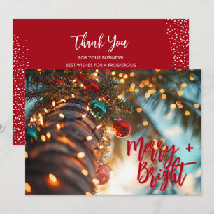 Tarjeta Festiva Logotipo de negocio de palmera Merry + Bright