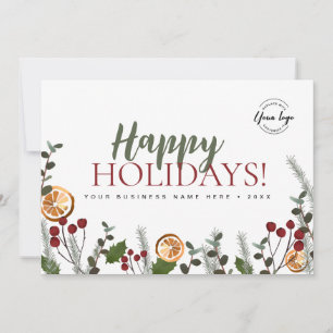 Tarjeta Festiva Logotipo de personalizado Foliage Navidades Felice