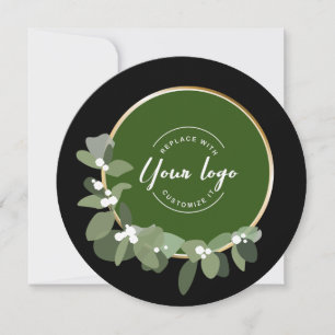 Tarjeta Festiva Logotipo de Personalizado Wreath Green Corporativo