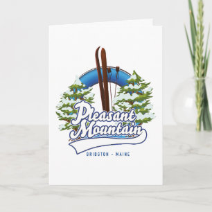 Tarjeta Festiva logotipo de Pleasant Mountain Ski Bridgton.