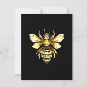Tarjeta Festiva Logotipo de Relieve metalizado dorado falso poligo