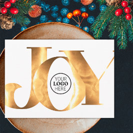 Tarjeta Festiva Logotipo empresarial de alegría dorada minimalista