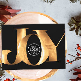 Tarjeta Festiva Logotipo empresarial de alegría dorada minimalista