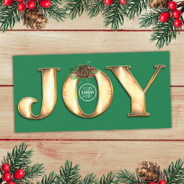 Tarjeta Festiva Logotipo empresarial de alegría metálica dorada y 