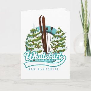 Tarjeta Festiva Logotipo retro de esquí Whaleback New Hampshire
