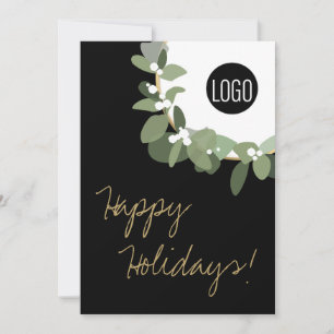 Tarjeta Festiva Logotipo Wreath moderno Feliz no denominacional