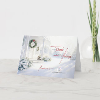 Tarjeta Festiva Logotipo y nombre de la empresa Invierno en casa e