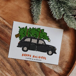 Tarjeta Festiva Londres Black Cab Christmas Tree Taxi Business