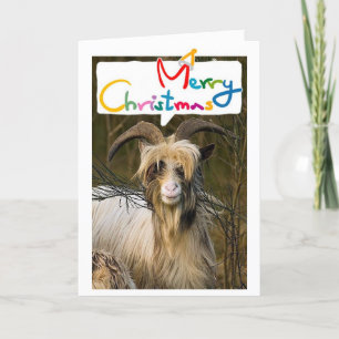 TARJETA FESTIVA ¡LONGHAIRD GOAT DICE FAMOSOS NAVIDADES CONTIGO!