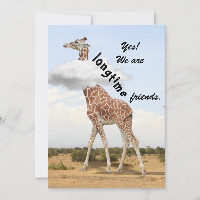 Tarjeta Festiva Longtime friends - with Giraffe photo (Anverso)