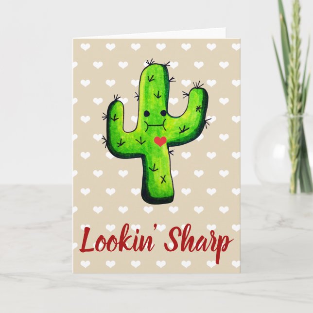 Tarjeta Festiva Lookin' Sharp Cactus Valentine (Anverso)