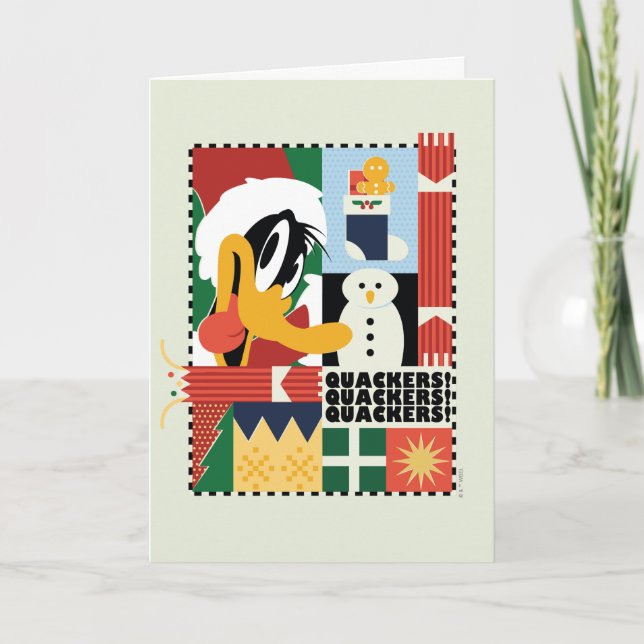Tarjeta Festiva LOONEY TUNES™ DAFFY DUCK™ Holiday Quackers (Anverso)
