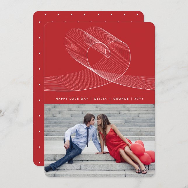 Tarjeta Festiva Loopy Love Lines Heart Simple Valentine Day Photo (Anverso / Reverso)