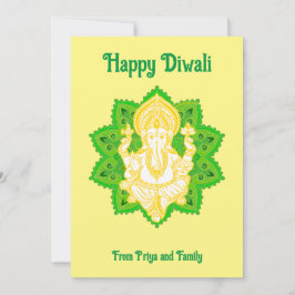 Tarjeta Festiva Lord Ganpati Happy Diwali Yellow