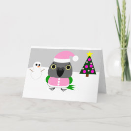 Tarjeta Festiva loro de Senegal del オウムパロット como Santa para el