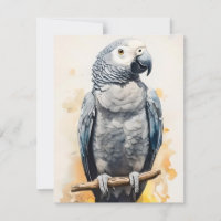 Loro gris en acuarelas