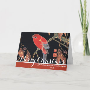 Tarjeta Festiva Loro Rojo Ito Jakuchu en la Rama Arte Japonés