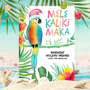 Tarjeta Festiva Loro tropical Santa Mele Kalikimaka Hawai