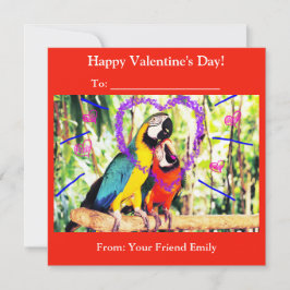 Tarjeta Festiva Loros del amor de San Valentín en el aula funky pa