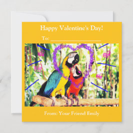 Tarjeta Festiva Loros del amor del día de San Valentín en el aula 