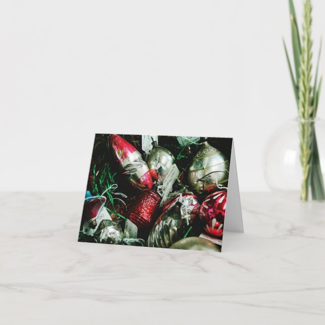 Tarjeta Festiva Los adornos navideños vívidos siguen siendo la vid (Anverso)