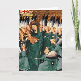 Tarjeta Festiva Los ángeles alrededor de la Virgen y el Niño Jesús