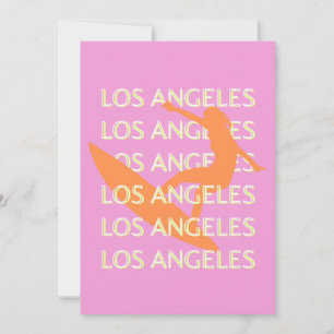 Tarjeta Festiva Los Angeles Travel Art, California, Travel, Pink
