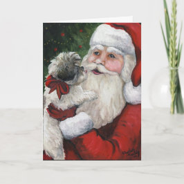Tarjeta Festiva "Los besos del tzu de Shih para Santa" persiguen