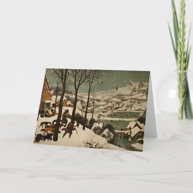 Tarjeta Festiva Los cazadores de los Navidades del Pieter Bruegel  (Anverso)