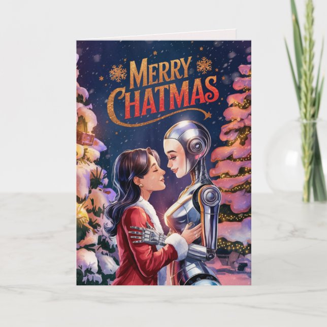 Tarjeta Festiva Los Chatbot LGBTQIA aman a las Navidades Ai (Anverso)