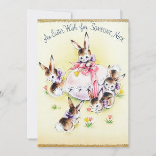 Tarjeta Festiva Los conejitos de pascua retros lindos del vintage