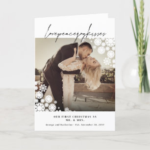 Tarjeta Festiva Los copos de nieve aman a la Boda de fotos de los