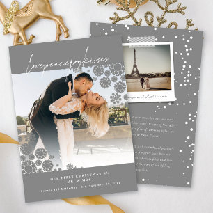 Tarjeta Festiva Los copos de nieve aman a la Boda de fotos de los