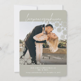 Tarjeta Festiva Los copos de nieve aman a la Boda de fotos de los