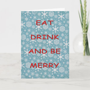 Tarjeta Festiva Los copos de nieve comen bebidas rojas