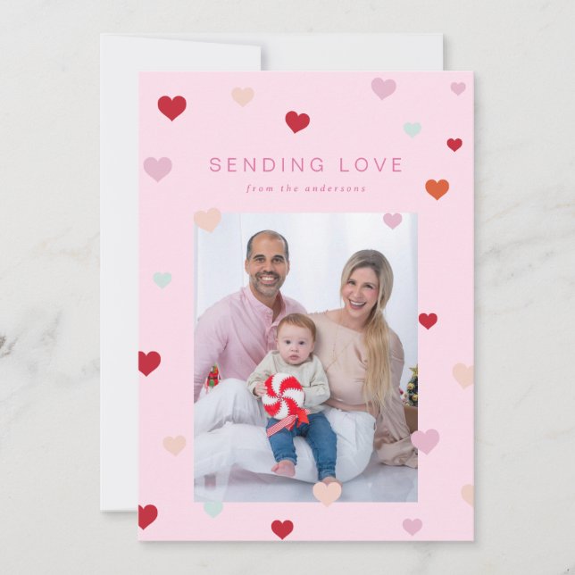 Tarjeta Festiva Los corazones flotantes de San Valentín (Anverso)