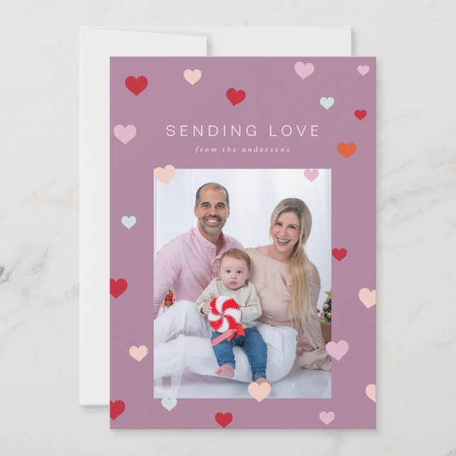 Tarjeta Festiva Los corazones flotantes de San Valentín (Anverso)