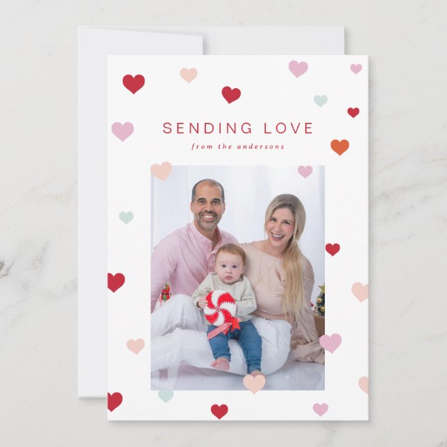 Tarjeta Festiva Los corazones flotantes de San Valentín (Anverso)