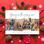 Tarjeta Festiva Los cuatro Navidades verdes de la era de las cerez<br><div class="desc">¡Traigan la era de la alegría! Celebre la temporada de Navidades con esta divertida e inteligente tarjeta de vacaciones de cuatro fotos de moda. Perfecto para un collage de fotos de vacaciones, este diseño presenta un estilo moderno y un saludo de personalizable. El color verde festivo brillante coincide con el...</div>