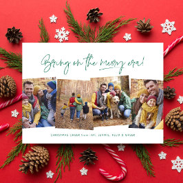 Tarjeta Festiva Los cuatro Navidades verdes de la era de las cerez