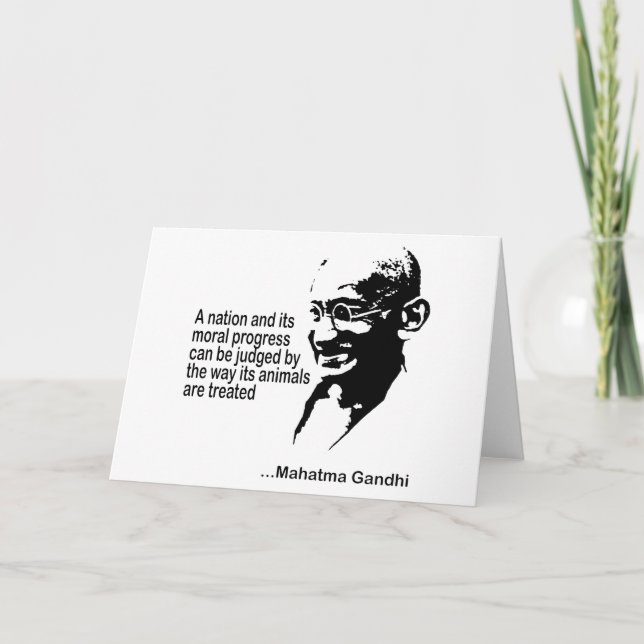 Tarjeta Festiva Los derechos de los animales de Mahatma Gandhi (Anverso)