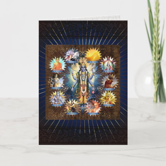 Tarjeta Festiva Los diez avatares de Vishnu - tarjeta, saludo, (Anverso)
