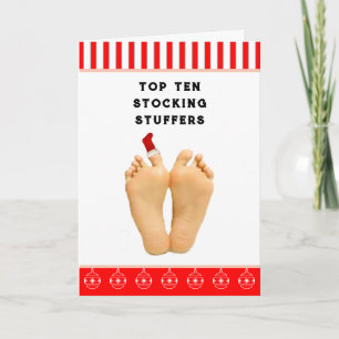 Tarjeta Festiva Los diez mejores rellenos de calcetines