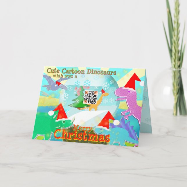 Tarjeta Festiva Los dinosaurios lindos del dibujo animado le (Anverso)