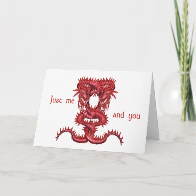 Tarjeta Festiva Los dragones rojos entrelazados - sólo tú y yo (Anverso)