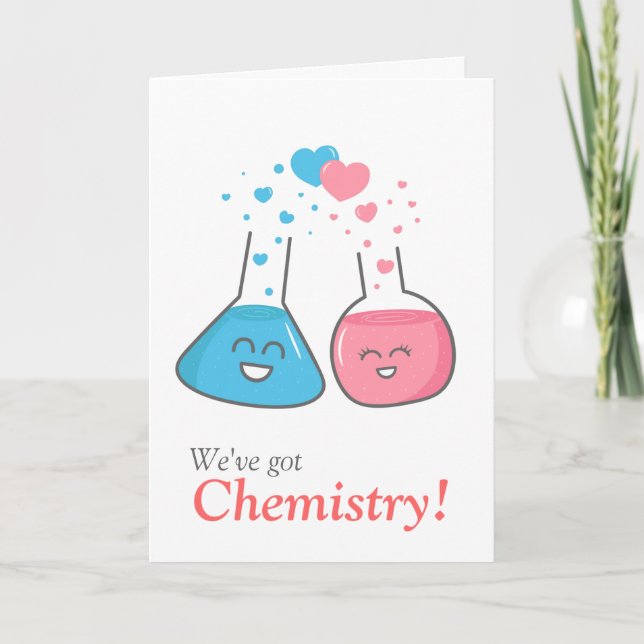 Tarjeta Festiva Los frascos lindos en amor, tenemos química (Anverso)